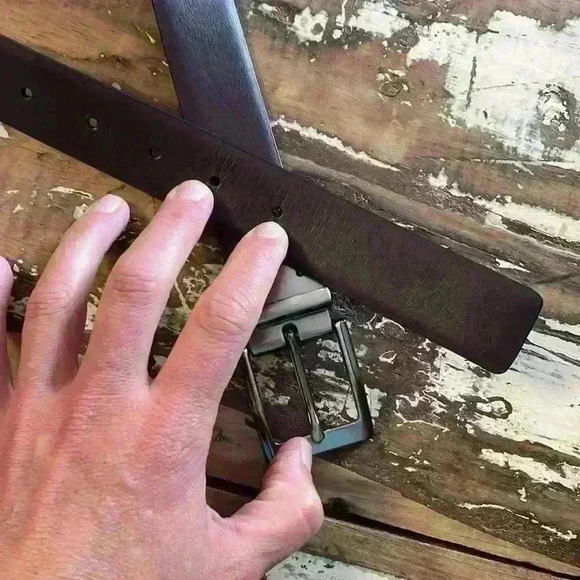 Black brown reversible, dress belt bonded leather size 40 - Picture 5 of 6